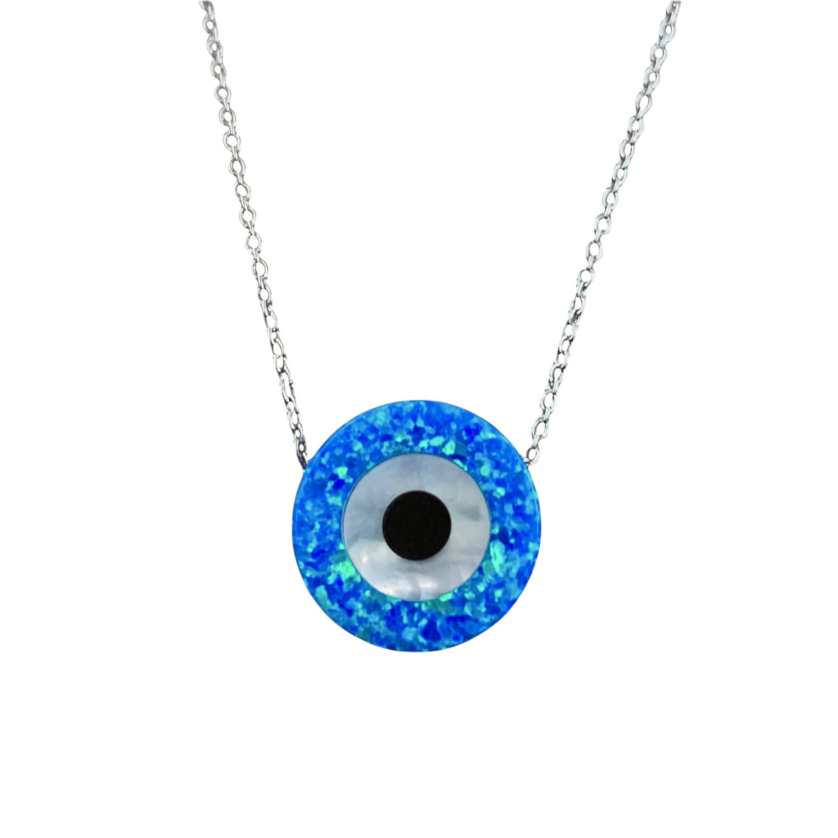 Opal Evil Eye Necklace sterling silver