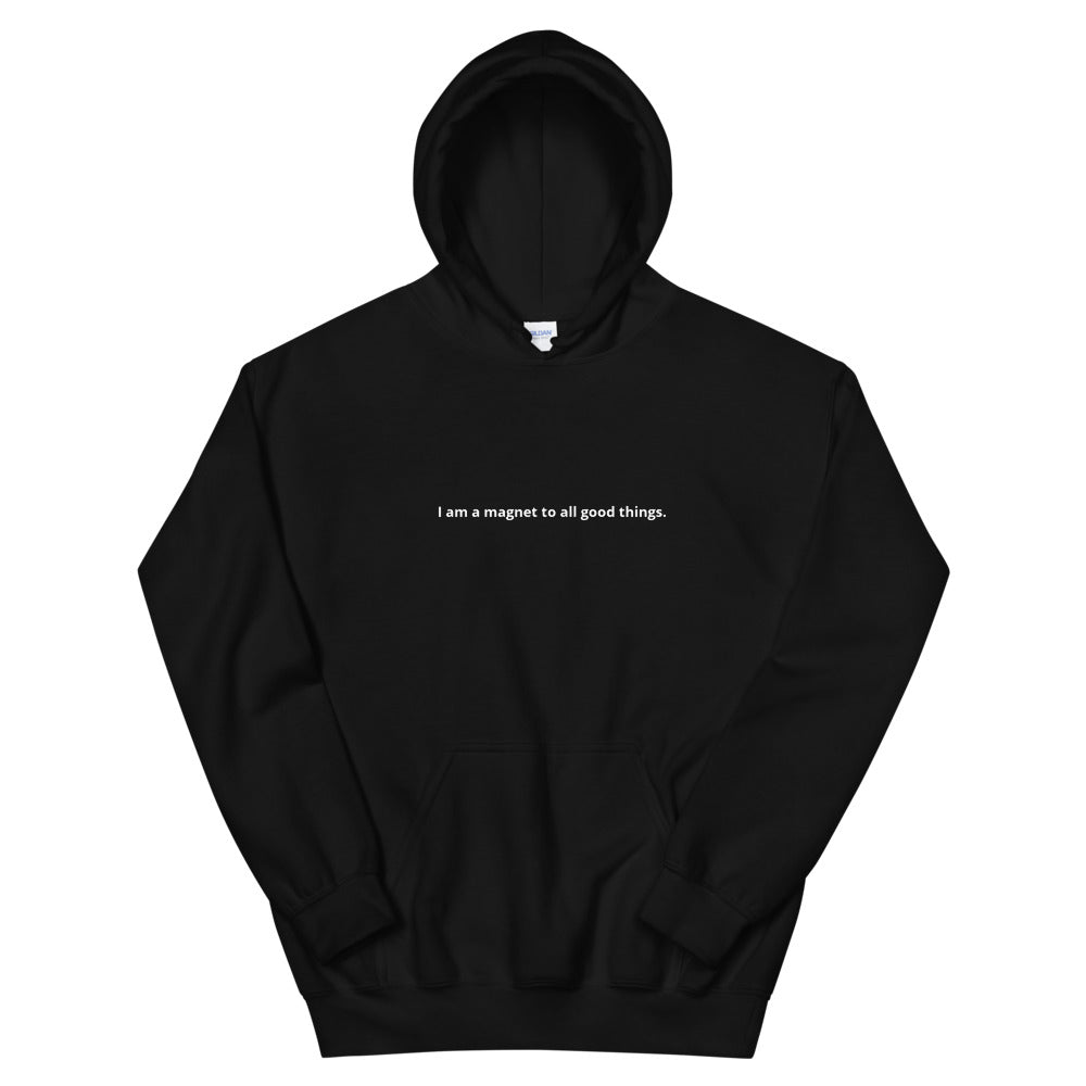 I am a magnet to all good things. Men's Affirmation Hoodie